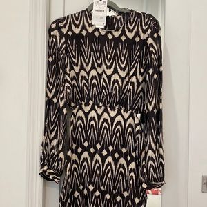 Zara patterned cutout long sleeve maxi dress size L NWT